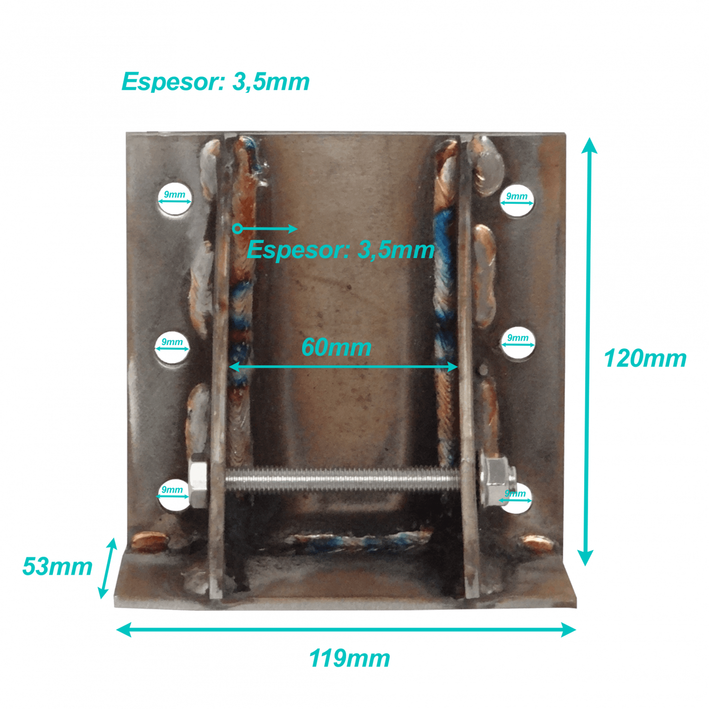 MAST-BA LINKMADE Base Reforzada para Fijación de Mástiles en Suelo o Pared
