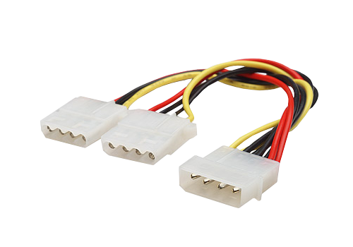 PIDE2 Cable divisor de alimentación en Y de 15cm con 1 conector MOLEX macho a 2 conectores MOLEX hembra