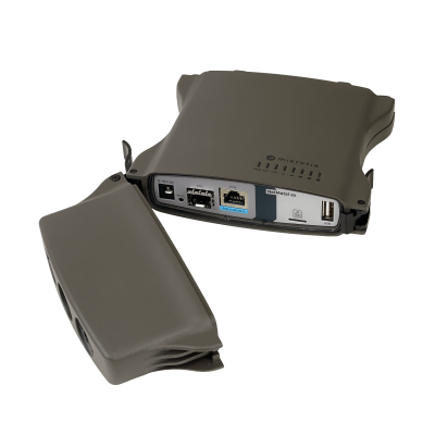 NETMETAL-AX MIKROTIK con 2 conectores RPSMA, banda 2,4GHz-574 y 5GHz-1200, 1 ranura mPCIe, mSIM, L4, 1 puerto 1000, 1 SFP y USB