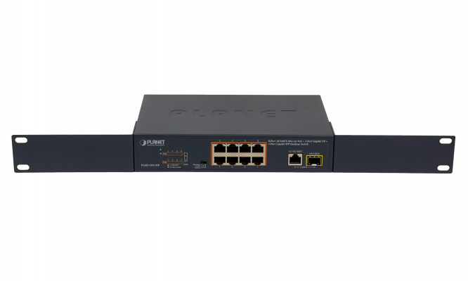 FGSD-1011HP PLANET Switch No Administrable de 19 Pulgadas con 8 Puertos 100Mbps PoE+at, 1 Puerto 1000Mbps, 1 SFP y 120W Totales