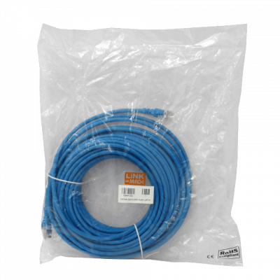 C6AA-200. Cable de conexión multifilar moldeado LINKMADE de 20 metros Cat6a U/FTP Azul LSZH