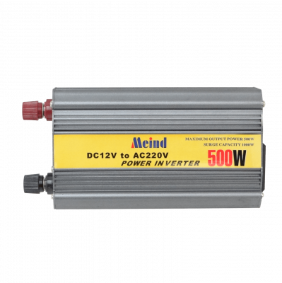 INV-500 MEIND Inversor 300W Nominal 500W Pico 12VDC a 220VAC con Ventilador y Pinzas