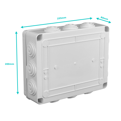 MGC-5 255x200x80mm Gabinete Hermético Blanco IP55 12-Bornes 4-Tornillos