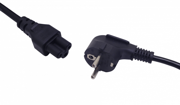 CSMT 0,6 metros Schuko-Macho Trébol-Hembra Cable Alimentación Negro 6A 3x0,75mm2 60cm