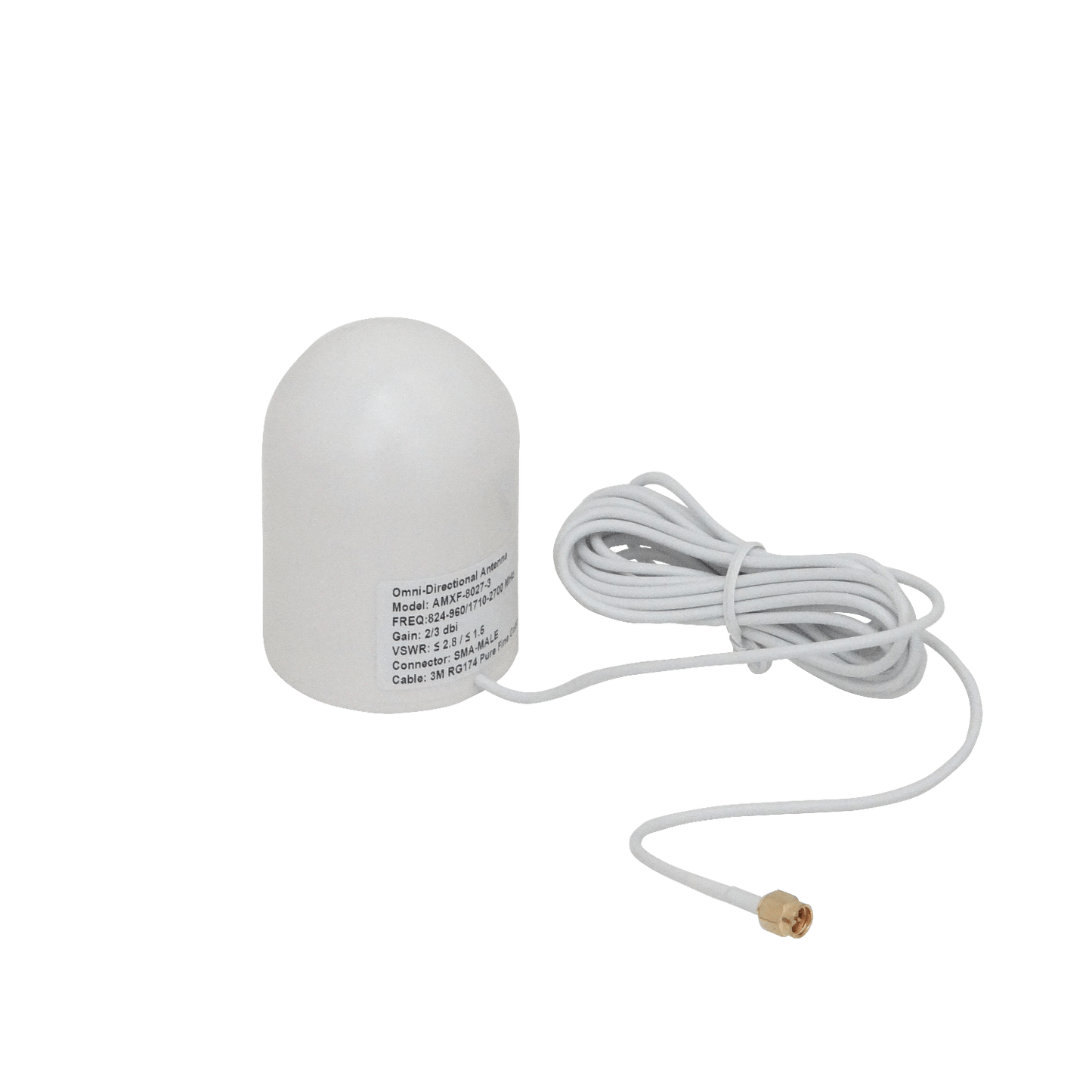 NMO-A Antena Omnidireccional 2-3dBi 824-960/1710-2700MHz 4G Conector-SMA-Macho 3mt Base-Imanada