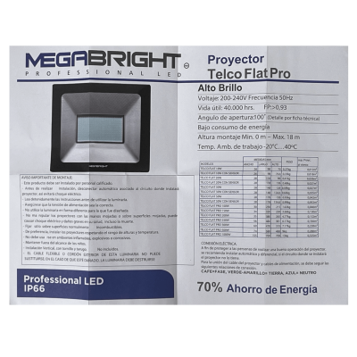 LP30W Luminaria LED exterior 30W 6000K 100º 200-240VAC Luz blanca IP65 Certificación SEC