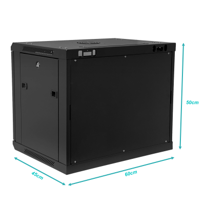 RK09-4LD LINKMADE Desarmado 9U 45CM-Fondo Gabinete Rack Pared Muro Negro