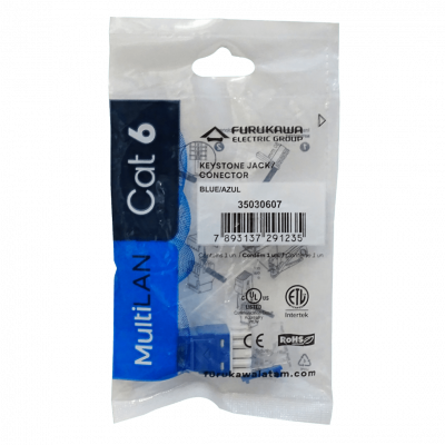 KP6AF FURUKAWA Conector Hembra RJ45 Keystone Azul Categoría 6 UTP Multilan Punch 35030607