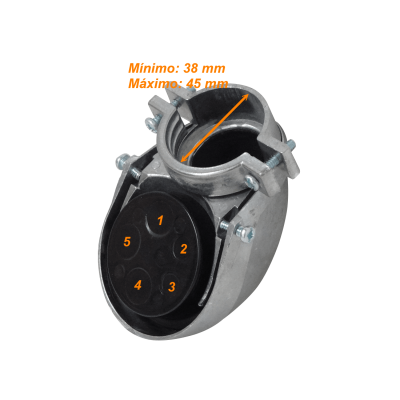 EMT40-CAP 40mm 38-45mm Tapa Superior para Conduit EMT con 5 Salidas de Cable