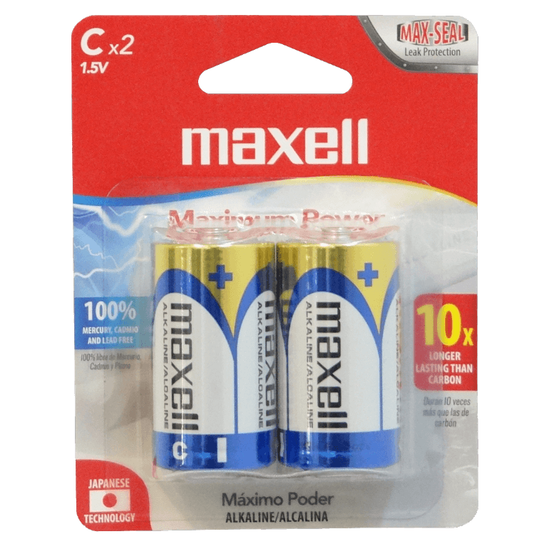 C-AP MAXELL 2-Pilas-C Alcalinas LR14 1,5V 1.5V CX2ALC Alkaline Blister
