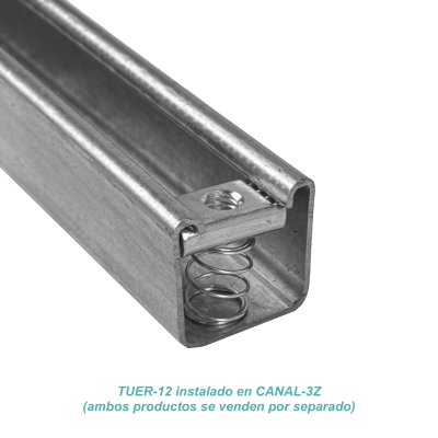 TUER-12 Tuerca con muelle rosca interna 1/2 pulgada para fijación en perfil 42x42mm