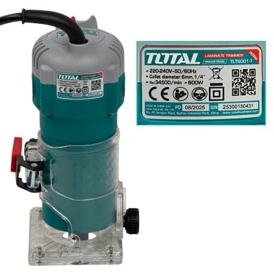 FRE-600. TOTAL Máquina de fresar 600W 34500rpm 1/2-6mm-Pinza industrial