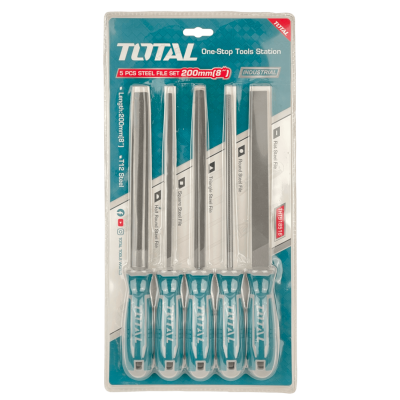 LIMAS-TOTAL TOTAL Juego de 5 limas de acero T12, longitud de 8 pulgadas (203 mm), modelo THT918516