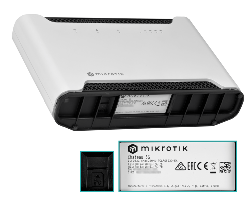 CHATEAU-5G MIKROTIK 5G 5-1000 1-Ranura SIM 1-Puerto USB Licencia Nivel 4 Alimentación 24V Incluida D53G-5HacD2HnD-TC&RG502Q-EA