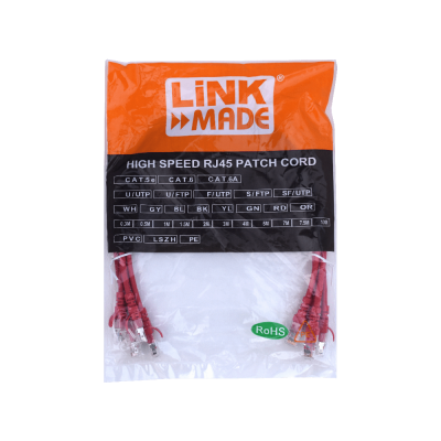 C6AR-05-4 LINKMADE 4 unidades 0,5 metros Cat6a U/FTP Rojo LSZH Cable Latiguillo Inyectado Múltiple 4x50cm