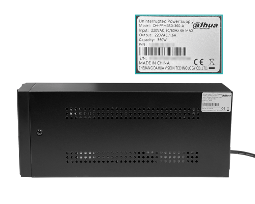 UPS-17 DAHUA Sistema de Alimentación Ininterrumpida Interactivo 600VA/360W, 2 tomas universales, batería 1x7AH, regulación AVR, modelo PFM350-360A