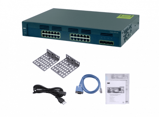 WS-C2970G-24TS-E CISCO REACONDICIONADO 24 Puertos 1000 4 Ranuras SFP Consola RS232-RJ45/DB9-H Conmutador Montable en Rack 1.5U