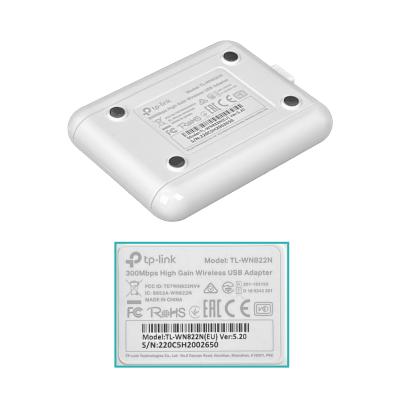 TL-WN822N TP-LINK Adaptador USB-Mini Cable-1,5mt 2-Antenas-Fijas-3dBi 2,4GHz 300mbps 20dBm