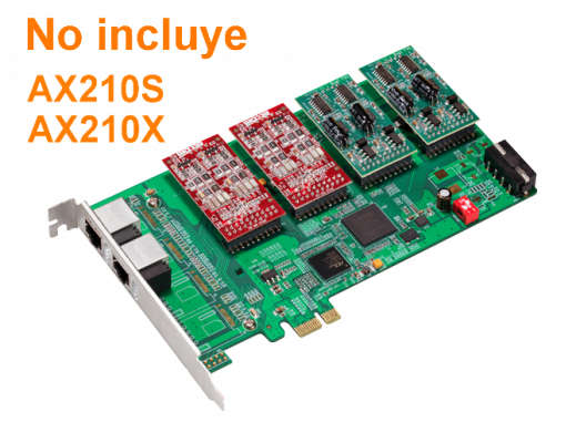 AXE800PN ATCOM Tarjeta PCIe-x1 8 Puertos, 2-RJ45, REQUIERE-AX210, 3.3/5V 32BIT, Placa ASTERISK