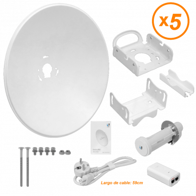 PBE-5AC-GEN2-5 UBIQUITI 5un Gen2 420mm 25dBi s/Escudo PowerBeamAC 1-1000 inc-5xPoE24V