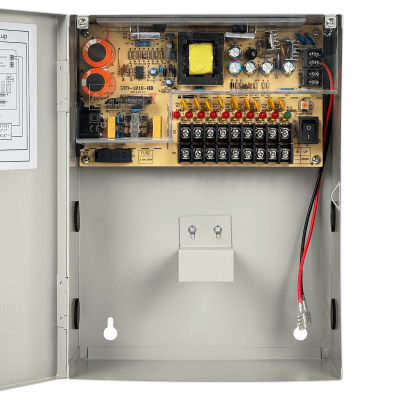 F12-3H CCTV Fuente de Alimentación con Respaldo de Batería 12V 3A 9 Canales de Salida Gabinete con Cerradura Entrada 100-240V Conector C13