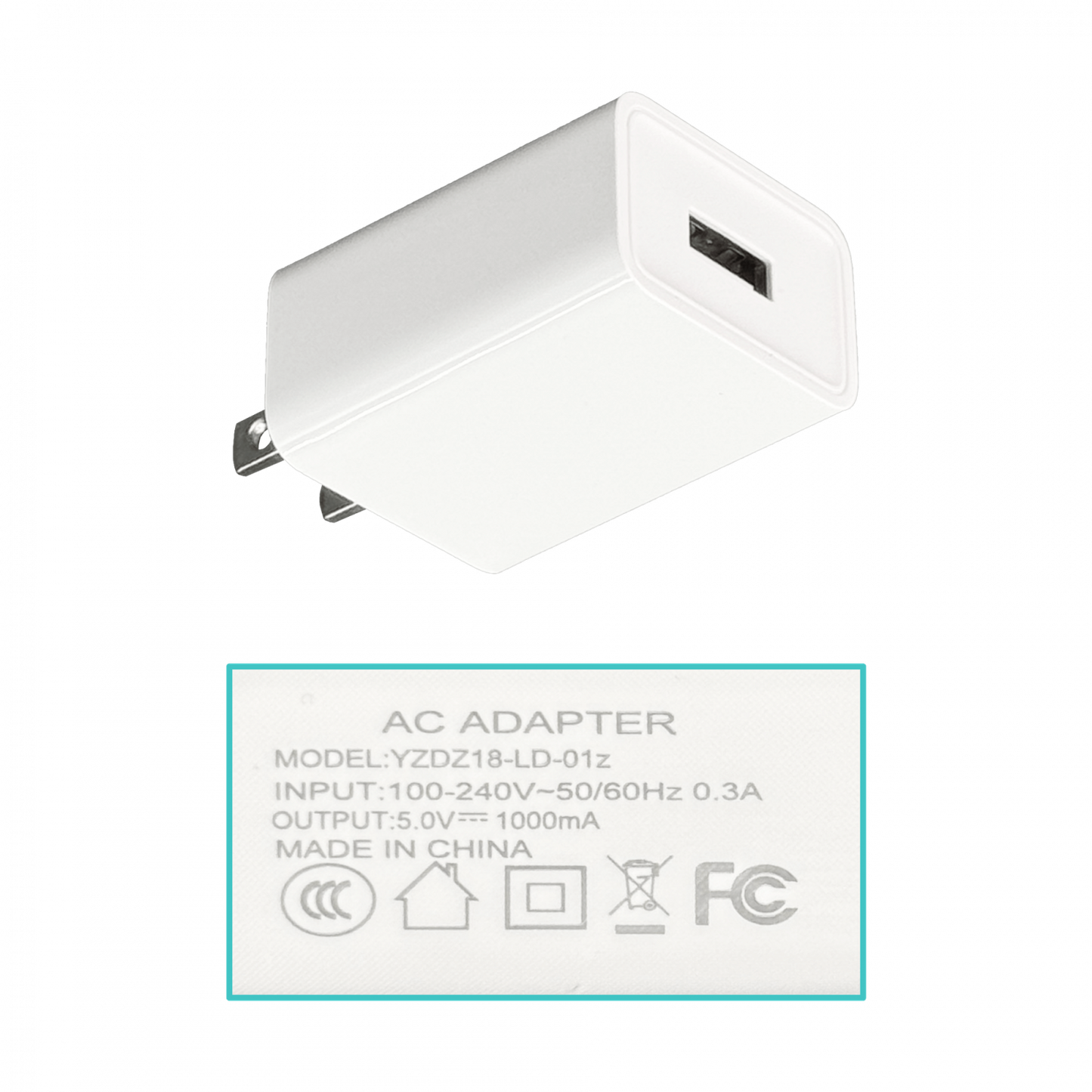 F5-1UA 5V 1A 1000mA 5W USB-AH Adaptador-Corriente-americano 100-240V
