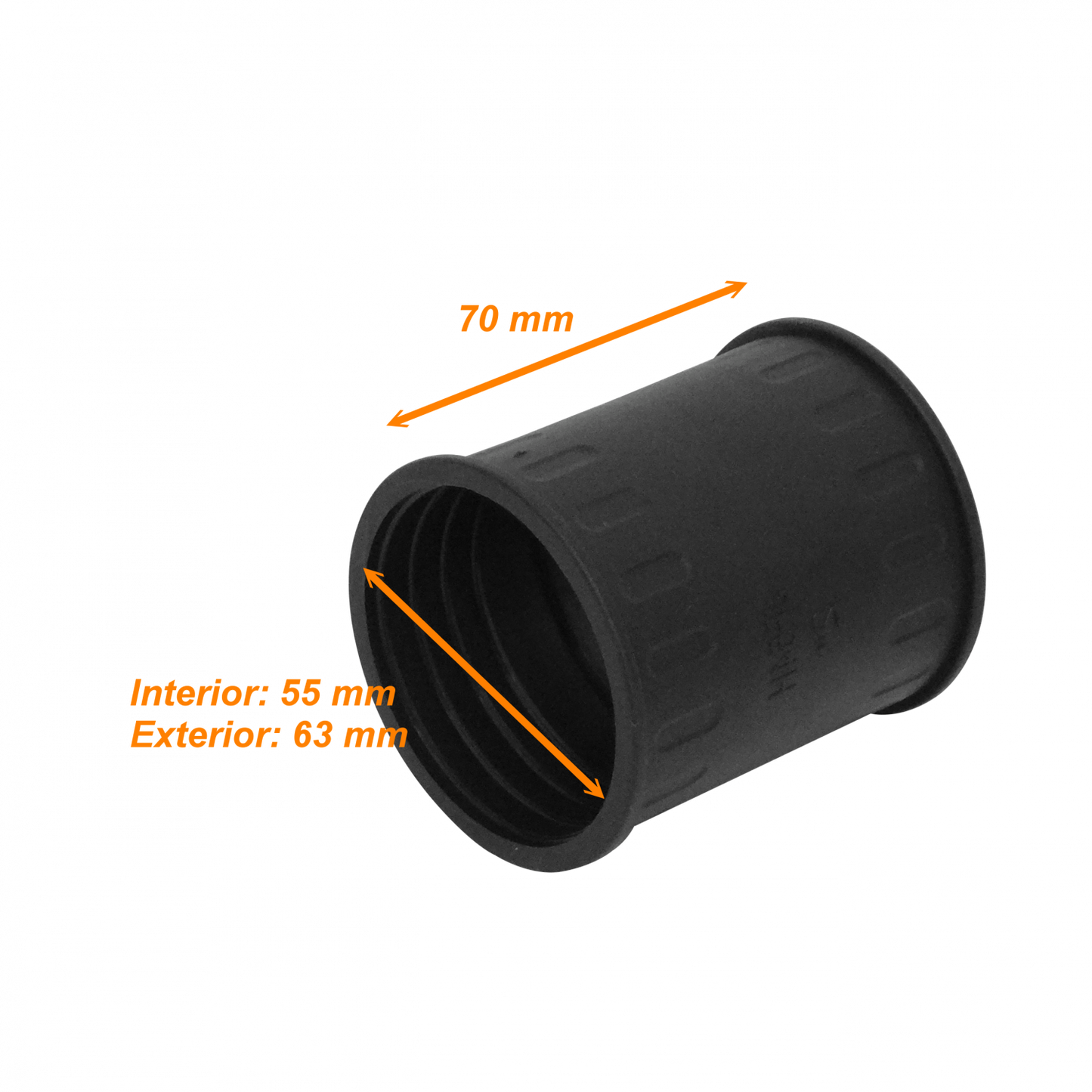 FLEP55-U Acoplador de Unión 55mm para Tubería Flexible Plástica Negra Corrugada