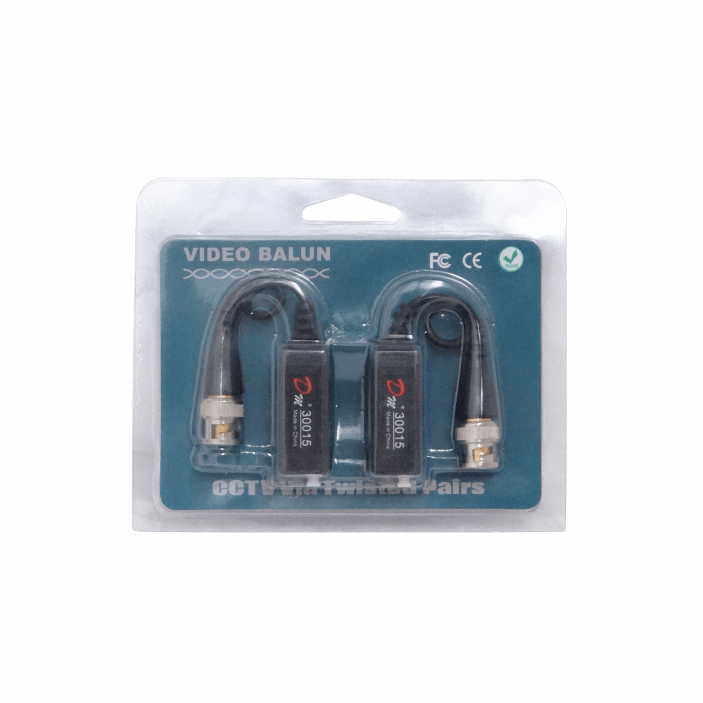 BALUN-PAR Balun Pasivo 1-Par 2-Unidades CCTV-UTP-BNC BNCM BNC-Macho DC-8MHz
