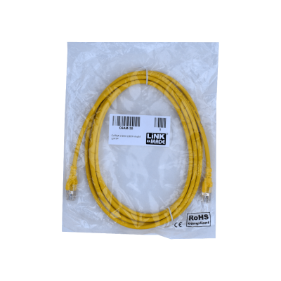 C6AM-30 LINKMADE 3 metros Cat6a U/FTP Amarillo LSZH Cable de Conexión Moldeado Multifilar
