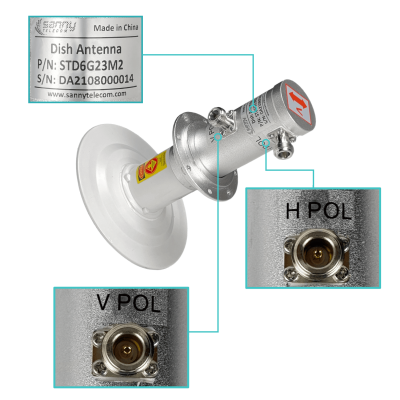 DISH-6G23 SANNY 4,9-6,5GHz 23dBi 2-N-H Slant-45º 2x2 Antena Dish