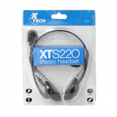 XTS-220 XTECH Diadema con Audífonos Estéreo y Micrófono Integrado 2 Conectores 3.5mm Macho