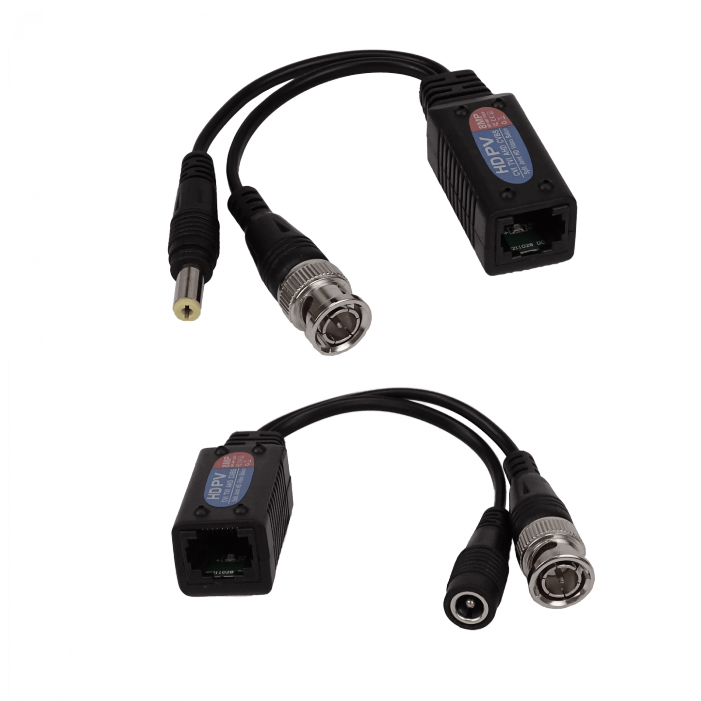 BALUN-RJ45 Video Balun RJ45-H BNC-M UTP Cat5e Cat6 8MP HD Plug-M/H req/12-48Vdc