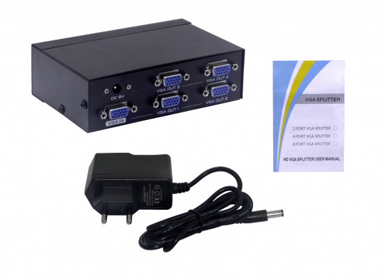 VGA-1X4 Distribuidor de Video 4-VGA-H 1-VGA-H 1920x1440max 5-DB15-H incl-9V