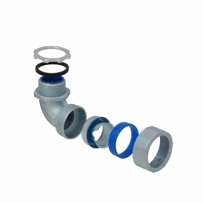 M32-SAC Conector Metálico 32mm Curvo Prensacables para Tubo Corrugado Aislante IP65