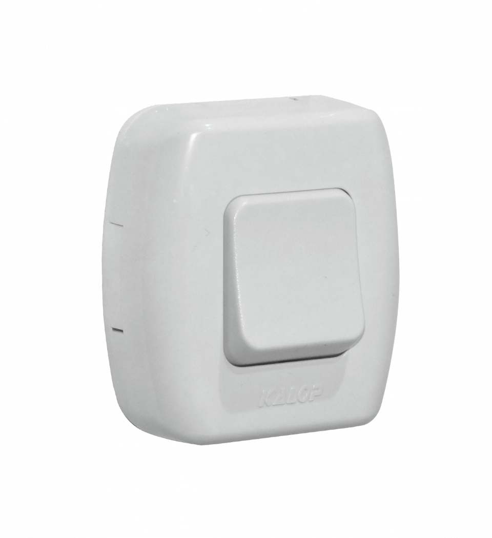 INTERRUPTOR KALOP 9/24 Pulsador Sobrepuesto Unipolar Blanco Tekna Referencia KS39658