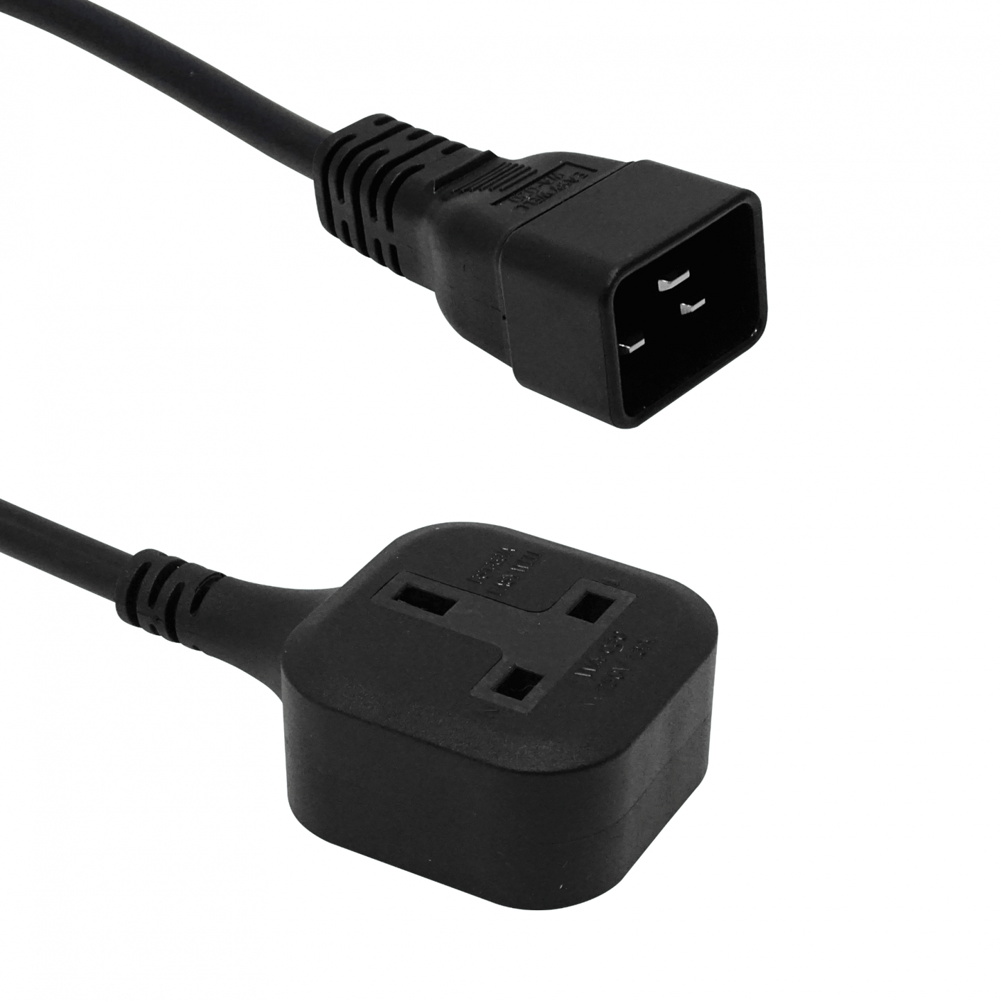 NDMU Cable de alimentación Macho C20 a Hembra UK 0,5 metros Negro 50cm