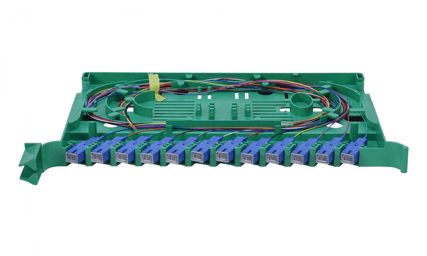 ODF-C Bandeja para Cabecera ODF con 12 Puertos SC/UPC, Pigtails SM y Acopladores Incluidos
