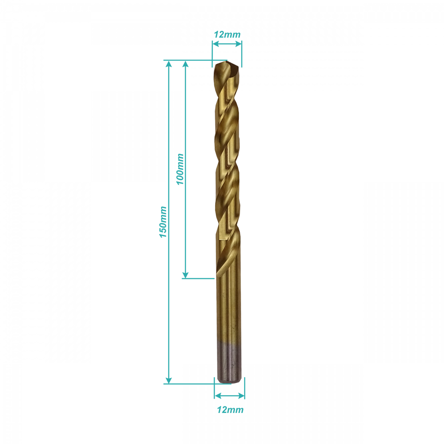 BROCA-12T 12mm x 150mm Mecha para Metal de Titanio HSS