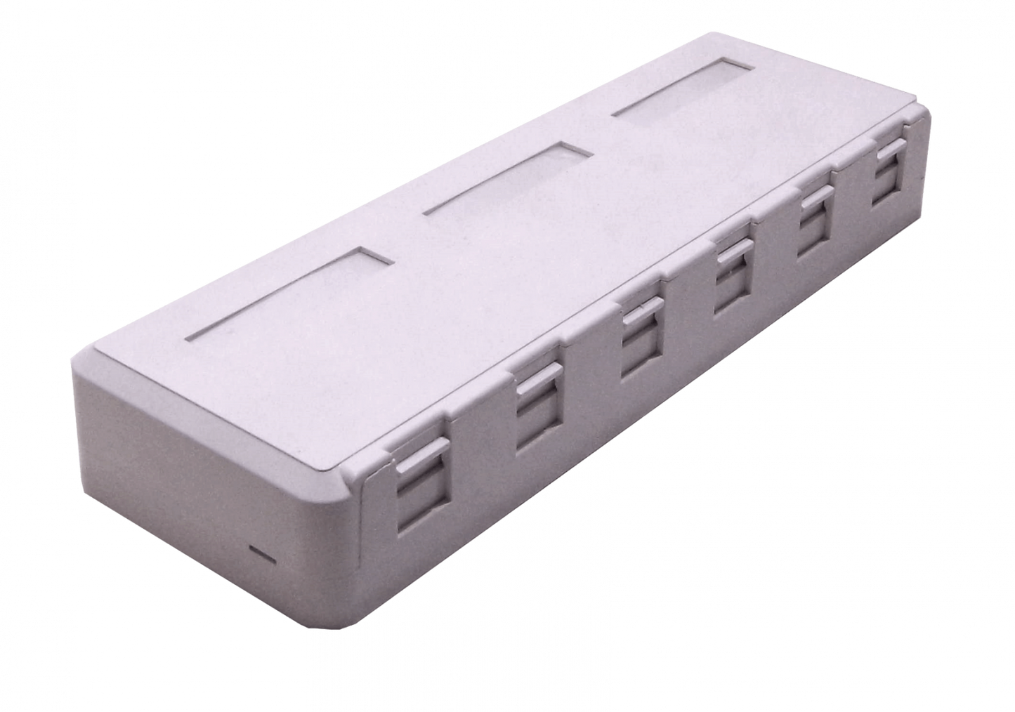 RST-6 Soporte de superficie vacío para 6 conectores Keystone, color blanco, incluye tapa con doble contacto.