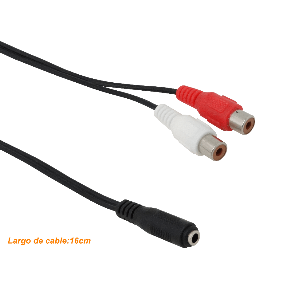 AUDIO-HRH 3,5mm-H 2-RCA-H 15cm 0,15mt Hembra-Hembra Cable Plug-RCA Phone-1/8-H