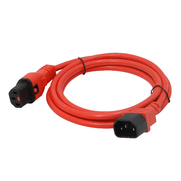 RCMC 1,8mt Rojo Macho-Hembra Conector Alimentación C13/C14 7A 3x0,82mm2 180cm