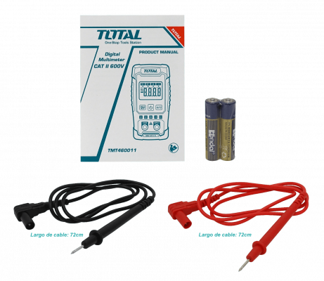 MULTI-RANGO. TOTAL Probador Digital Multifunción Rango-Automático inc/2-AAA 600VDC/AC TMT460011
