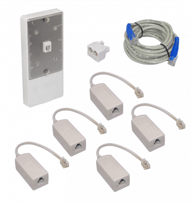 DSL-FILTER ALCATEL Kit 5-Filtros-RJ11-M/H DSL Placa-Mural Cable-CAT3-5mt-RJ11