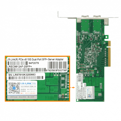PCIE-2SFP+ LRLINK Tarjeta de red PCIe x8 de 2 puertos SFP+ 10G, modelo LREC9812AF con chipset Broadcom BCM57810S