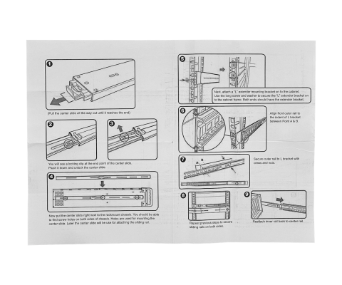 RIEL-4. 2U Fondo-670-950mm Riel de Rack deslizable-695mm Soporta-30Kg