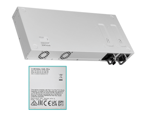 CCR2004-16G-2S+ MIKROTIK 4-1,7GHz 16-1000 2-SFP+ USB RS232 L6 2-220VAC necesita-Cables-C13