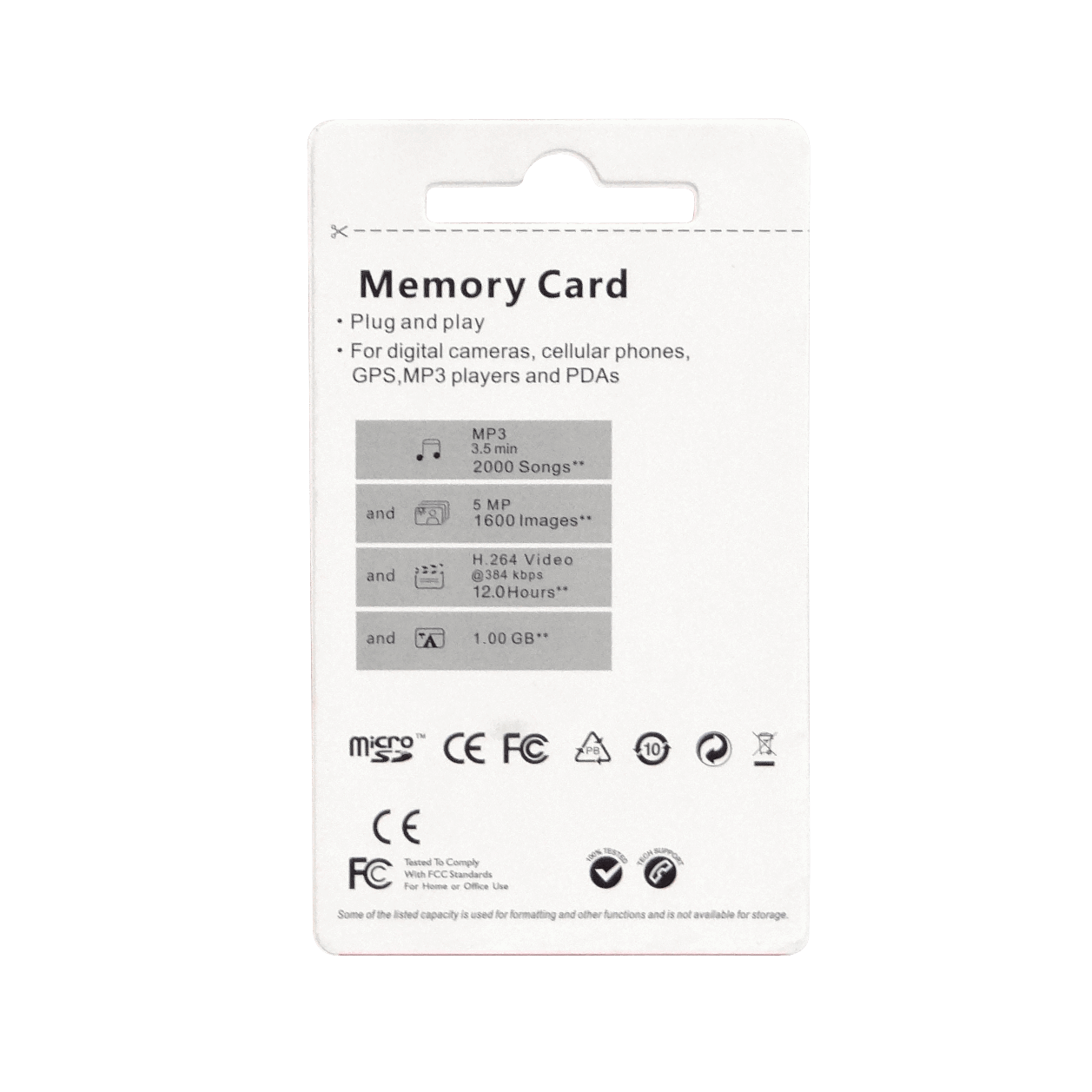 MSD-8GB Tarjeta de Memoria MicroSD-HC de 8GB, Clase 4, sin Adaptador Incluido