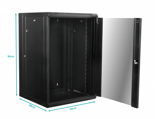 RKD18-6L LINKMADE ARMARIO 18UNIDADES DOBLE-PUERTA-ABATIBLE 60CM-PROFUNDIDAD NEGRO INCLUYE-2UNIDADES
