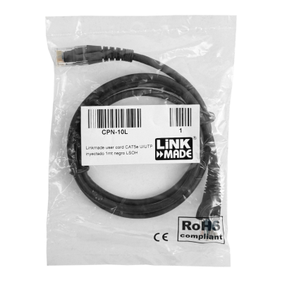 CPN-10L LINKMADE 1MT CAT5E NEGRO LSZH CABLE DE CONEXIÓN MOLDEADO MULTIHILO