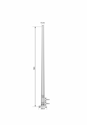 POSTEC-6M Poste Cónico 6mt 3mm Placa-Base-260x260x12mm no-incluye-Canastillo Cono-140/60mm